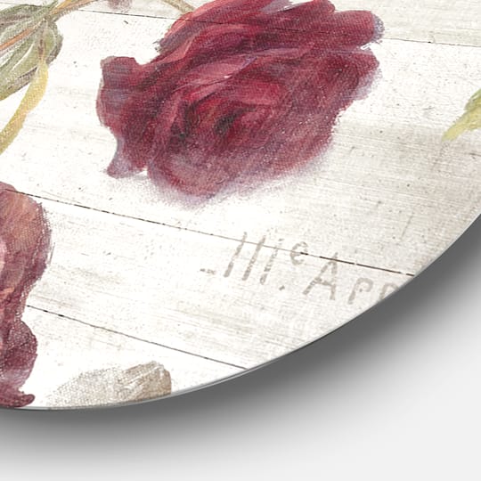 Designart - French Roses I - Farmhouse Metal Circle Wall Art